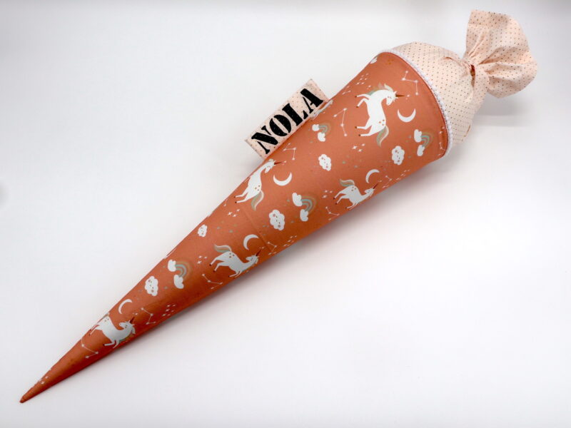 Schultüte "Einhörner apricot"- mit Namen – Bild 2