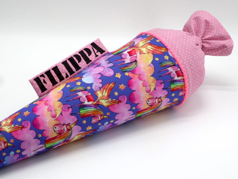 Schultüte "Einhörner - Violett"- mit Namen – Bild 3