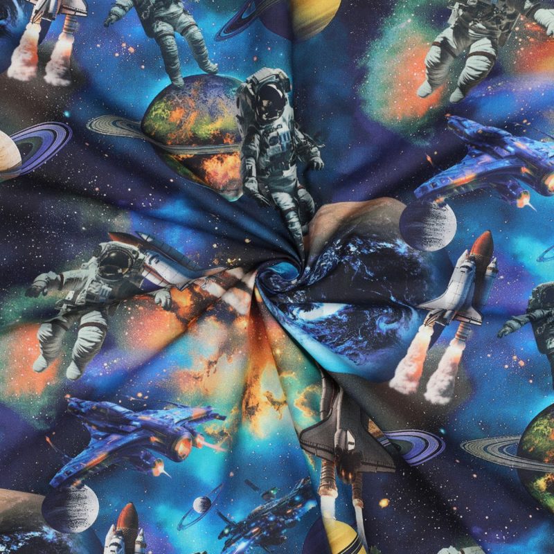 verhees textiles - FINE POPLIN DIGITAL SPACE - NAVY