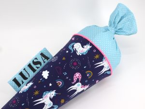 Schultüte "Blaues Einhorn"- mit Namen