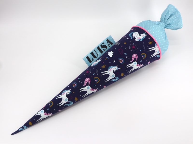 Schultüte "Blaues Einhorn"- mit Namen – Bild 2