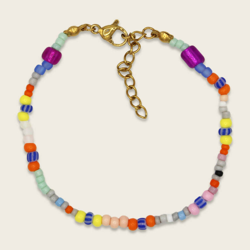 Perlenarmband "Rainbow" im Giftbag – Bunt / Türkis-Weiß – Bild 4