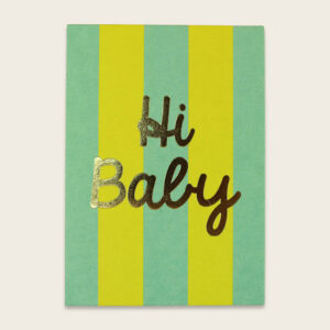 Ava&Yves - Postkarte Streifen mint/gelb mit Goldeffekt - Hi Baby