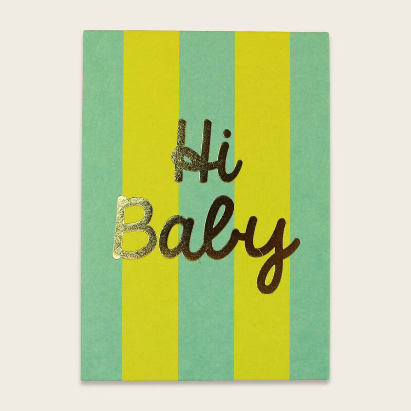 Ava&Yves - Postkarte Streifen mint/gelb mit Goldeffekt - Hi Baby