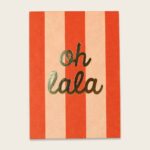 Ava&Yves - Postkarte Streifen rot/rosa mit Goldeffekt - Ohlala