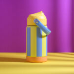 Ava&Yves - Trinkflasche (Stripes - gelb/hellblau)