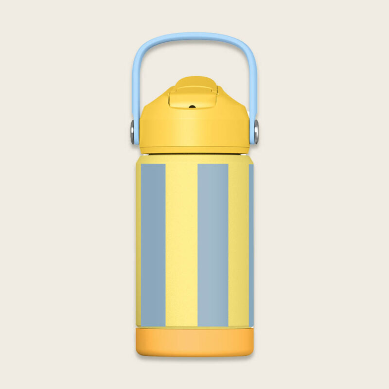 Trinkflasche "Stripes" aus Edelstahl – Gelb / Hellblau – Bild 3