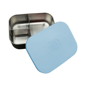 Blafre - Blafre Brotdose aus Edelstahl mit blauem Silikondeckel