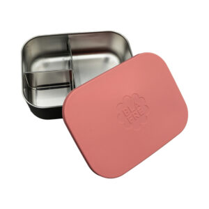 Blafre - Blafre Brotdose aus Edelstahl mit rosa Silikondeckel