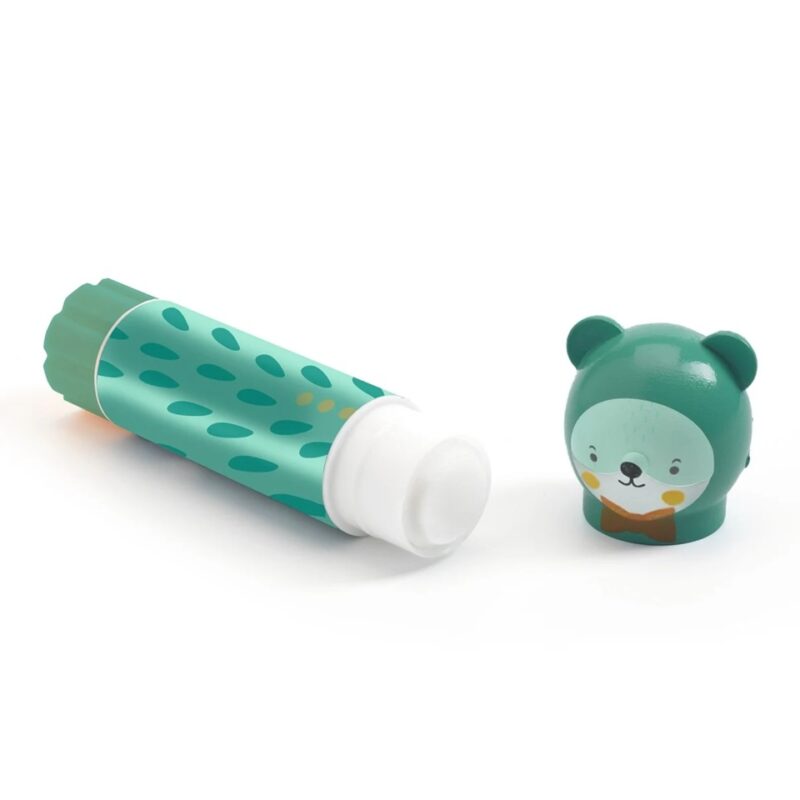 Klebestifte mit lustigem Tierkopf – Bär / Türkis – Bild 2