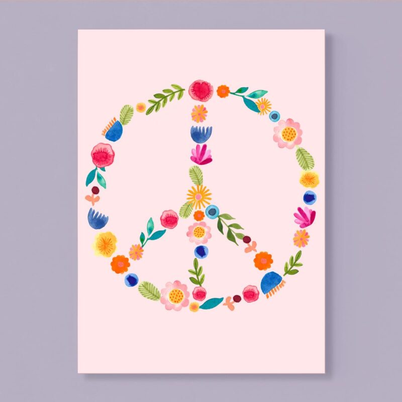 Frau Ottilie - Postkarte *Peace* mit Peace-Zeichen