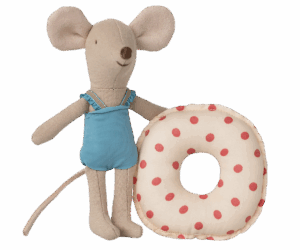 Maileg - Strandmaus und Luftmatratze - Kleine Schwester -Punkte