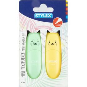 stylex - Mini-Textmarker Katze - 2 Stück (grün/gelb)