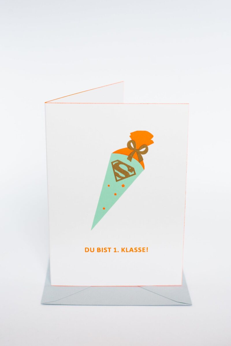 Karte "Schulkind" – Mint / Orange – Bild 2