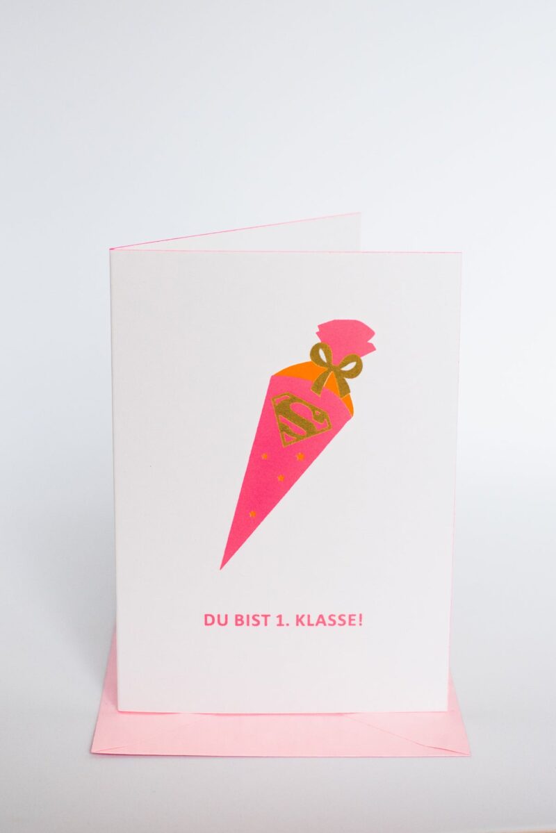 Karte "Schulkind" – Pink / Orange – Bild 2