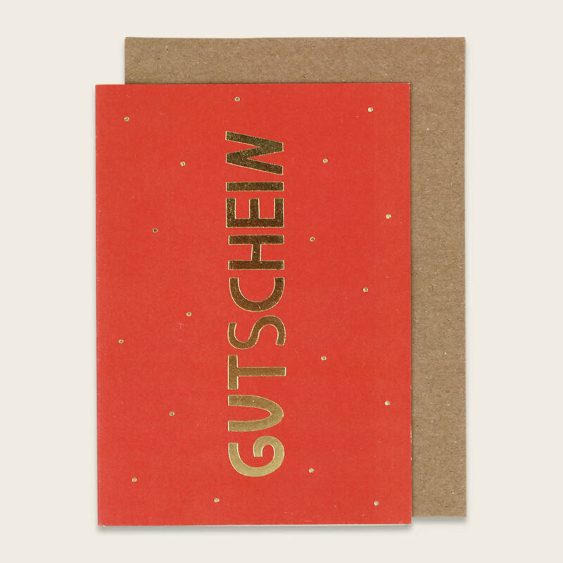 Ava&Yves - Klappkarte rot mit Goldfolie – “Gutschein”