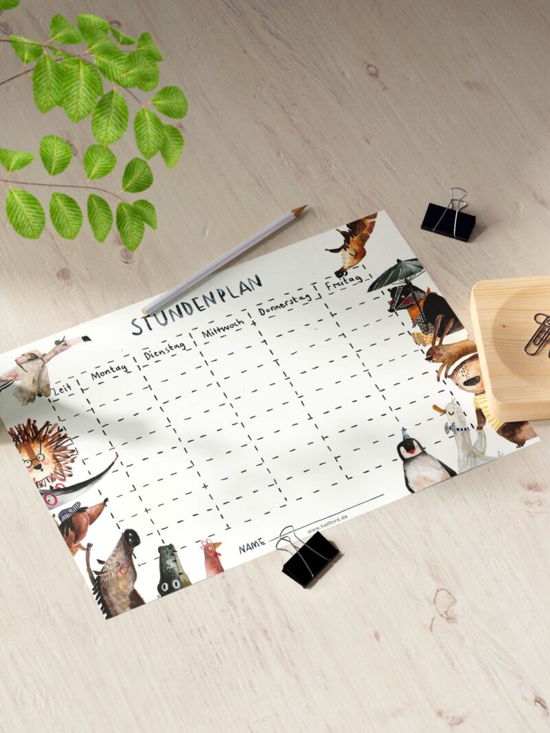 Stundenplan Tiere DIN A4 – Bild 2