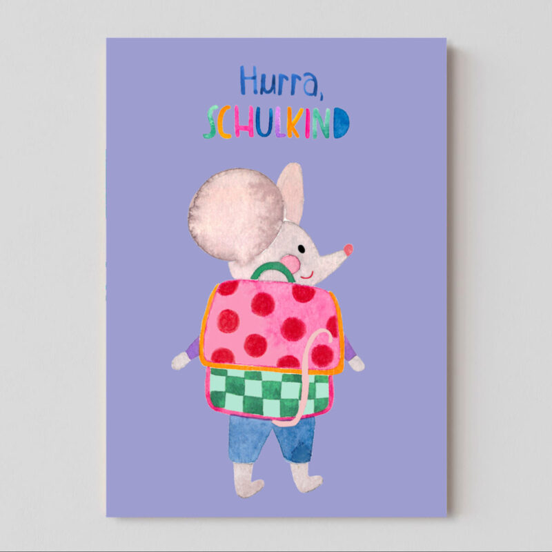 Frau Ottilie - Einschulungskarte *Schulkind* mit Maus Frau Ottilie - Einschulungskarte *Schulkind* mit Maus