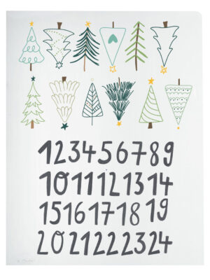 Bügelbilder Set "Weihnachtsbäume" - 12 Motive + Zahlen