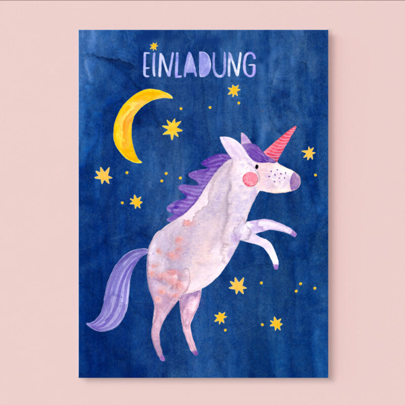 Frau Ottilie - Einladungskarte *Einhorn*