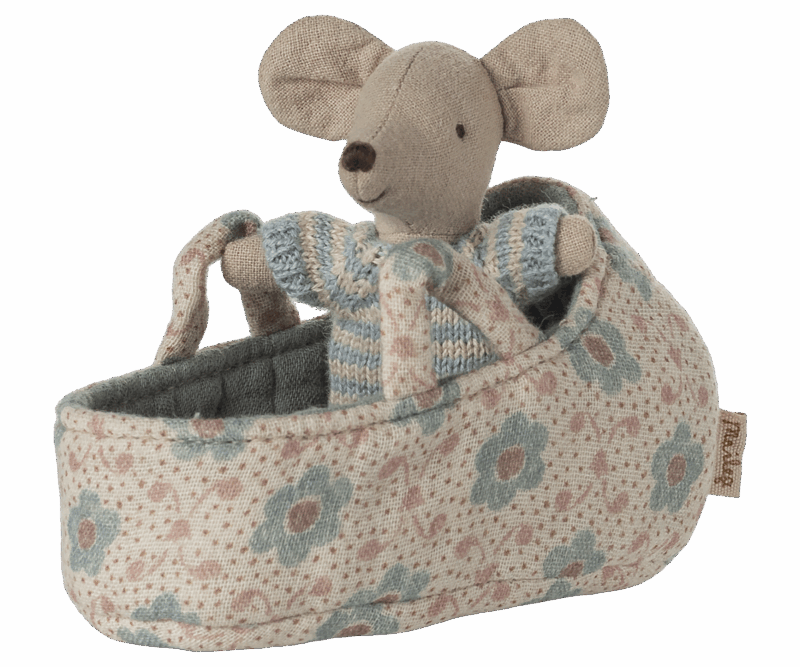 Maileg - Babymaus in Tragetasche - Blau