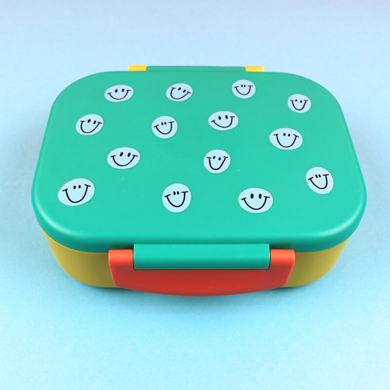 Ava&Yves - Brotdose/Lunchbox - Smiley grün/ocker/hellblau