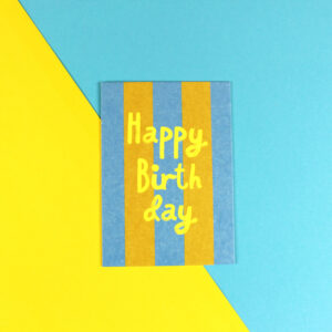 Ava&Yves - Postkarte Happy Birthday blau/gelb/Neon Gelb