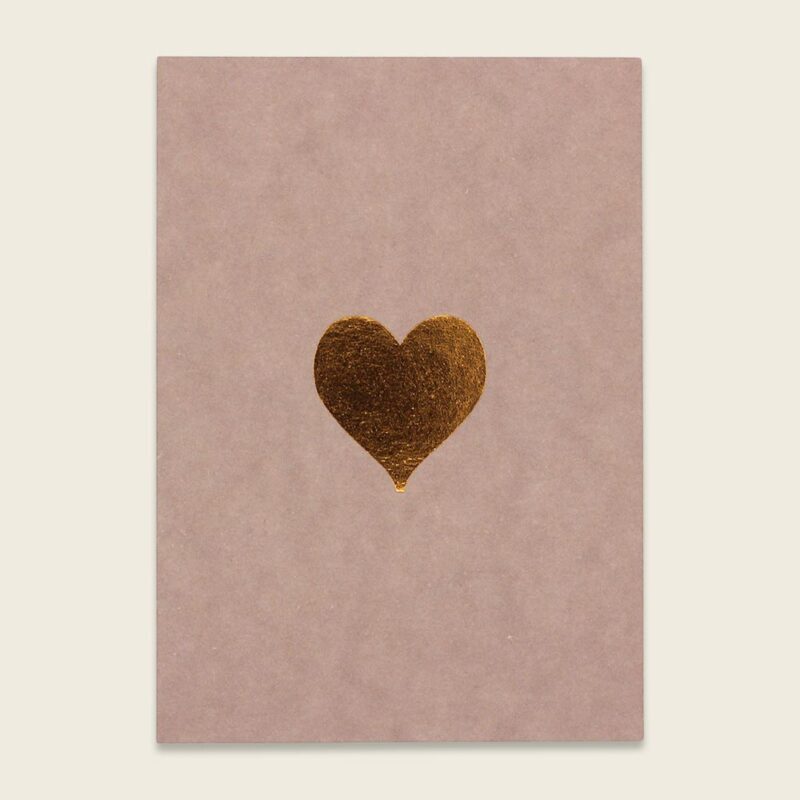 Ava&Yves - Postkarte Herz - rose mit Kupferfolie