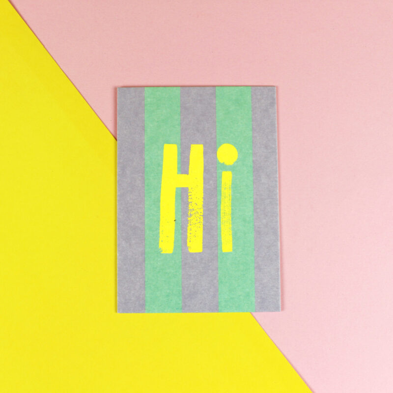 Ava&Yves - Postkarte Hi - flieder/mint/Neon Gelb