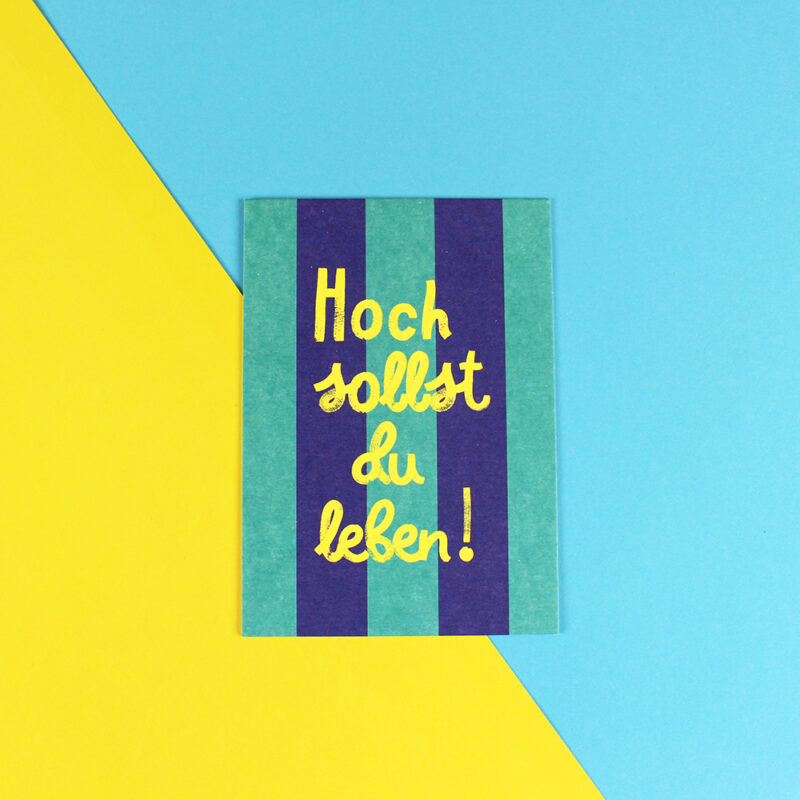Ava&Yves - Postkarte Hoch sollst Du leben blau/mint - Neon Gelb