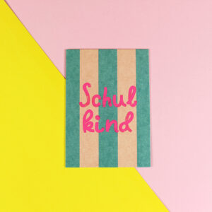 Ava&Yves - Postkarte Schulkind petrol/rosa - Neon Pink