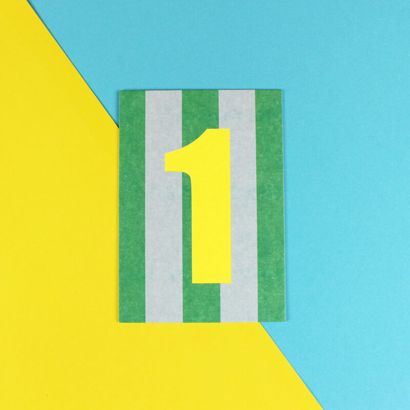 Ava&Yves - Postkarte Zahl grün/hellblau/Neon Gelb (1)
