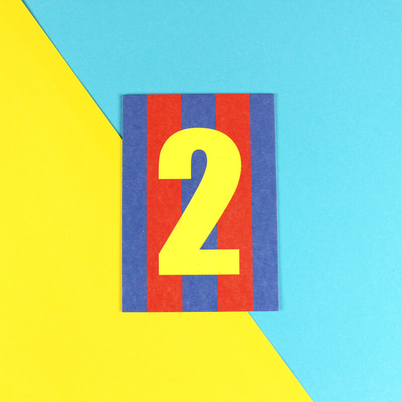 Ava&Yves - Postkarte Zahl grün/hellblau/Neon Gelb (2)