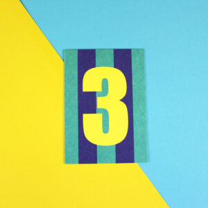 Ava&Yves - Postkarte Zahl grün/hellblau/Neon Gelb (3)