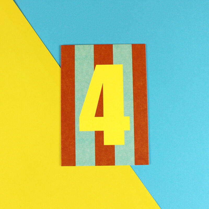 Ava&Yves - Postkarte Zahl grün/hellblau/Neon Gelb (4)