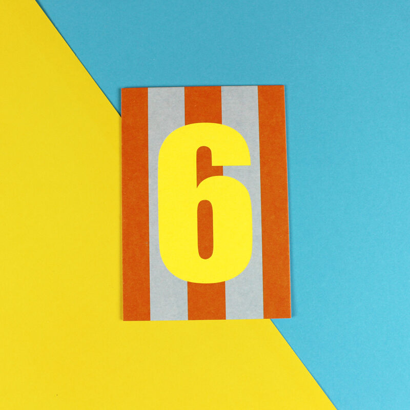 Ava&Yves - Postkarte Zahl grün/hellblau/Neon Gelb (6)