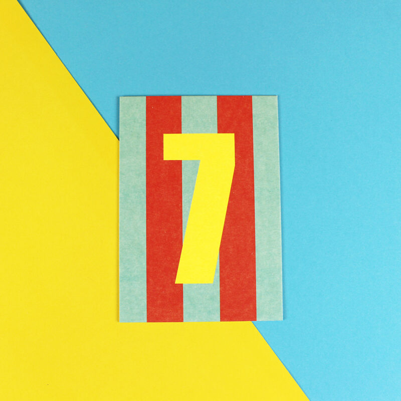 Ava&Yves - Postkarte Zahl grün/hellblau/Neon Gelb (7)