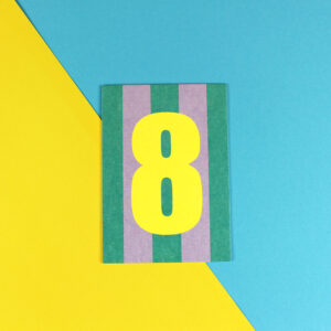 Ava&Yves - Postkarte Zahl grün/hellblau/Neon Gelb (8)