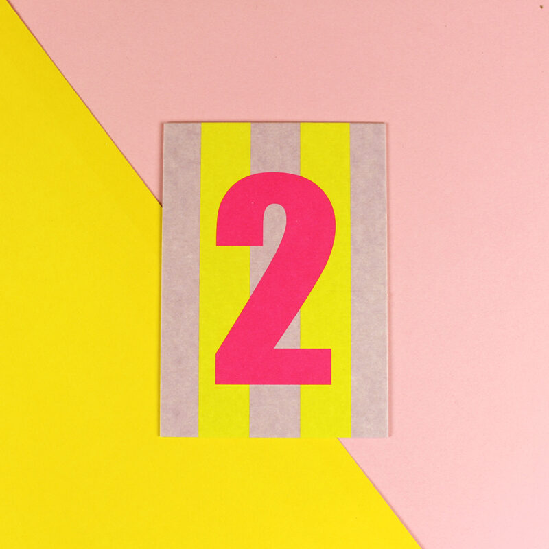 Ava&Yves - Postkarte Zahl pink/gelb/Neon Pink(2)