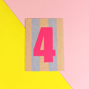 Ava&Yves - Postkarte Zahl pink/gelb/Neon Pink(4)