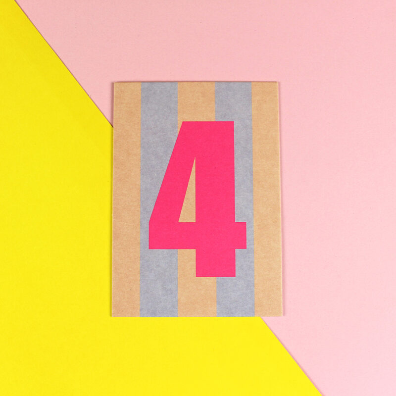 Ava&Yves - Postkarte Zahl pink/gelb/Neon Pink(4)