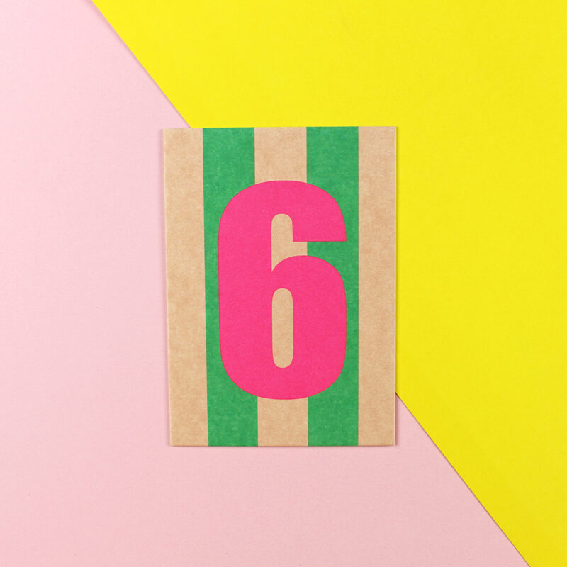 Ava&Yves - Postkarte Zahl pink/gelb/Neon Pink(6)