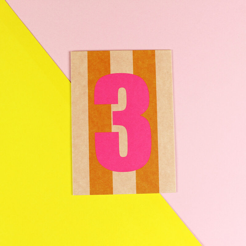 Ava&Yves - Postkarte Zahl (pink/gelb/Neon Pink3)