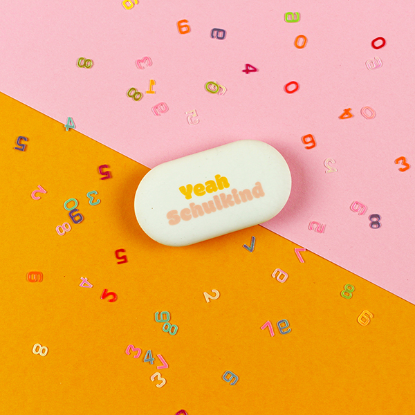 Ava&Yves - Radiergummi oval "Yeah Schulkind" rosa/orange Ava&Yves - Radiergummi oval "Yeah Schulkind" rosa/orange