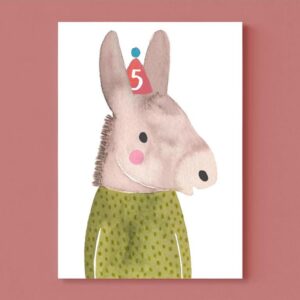 Frau Ottilie - Geburtstagskarte Zahl (5. Geburtstag mit Esel)