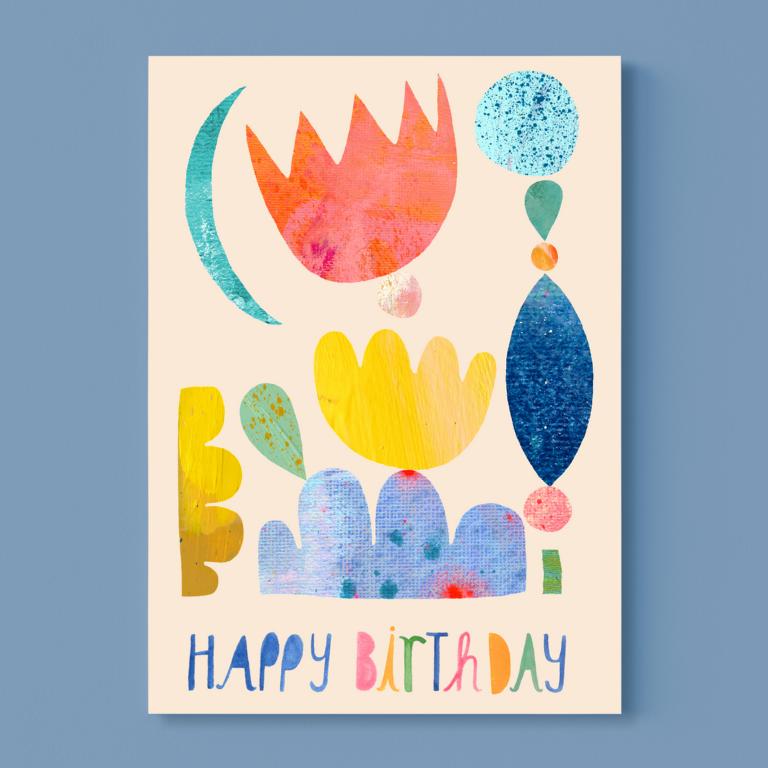 Frau Ottilie - Postkarte *Happy Birthday* (mit Blumenmuster) Frau Ottilie - Postkarte *Happy Birthday* (mit Blumenmuster)