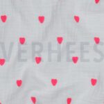 verhees textiles - Double Gauze Neon Hearts - weiß