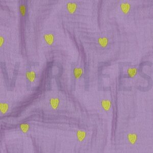 verhees textiles - Double Gauze Neon Herzen flieder