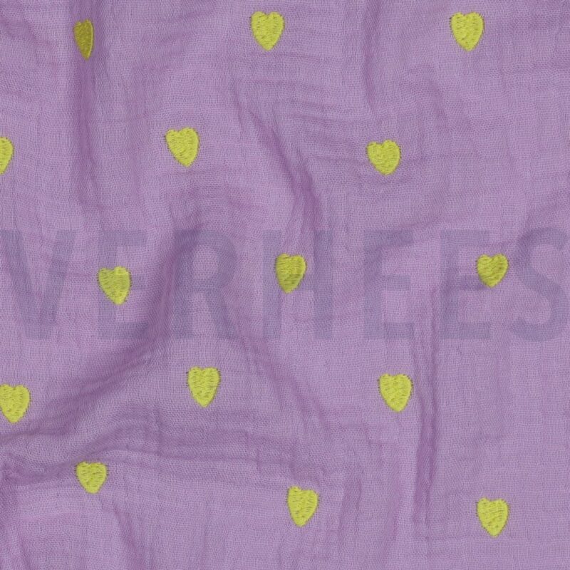 verhees textiles - Double Gauze Neon Herzen flieder