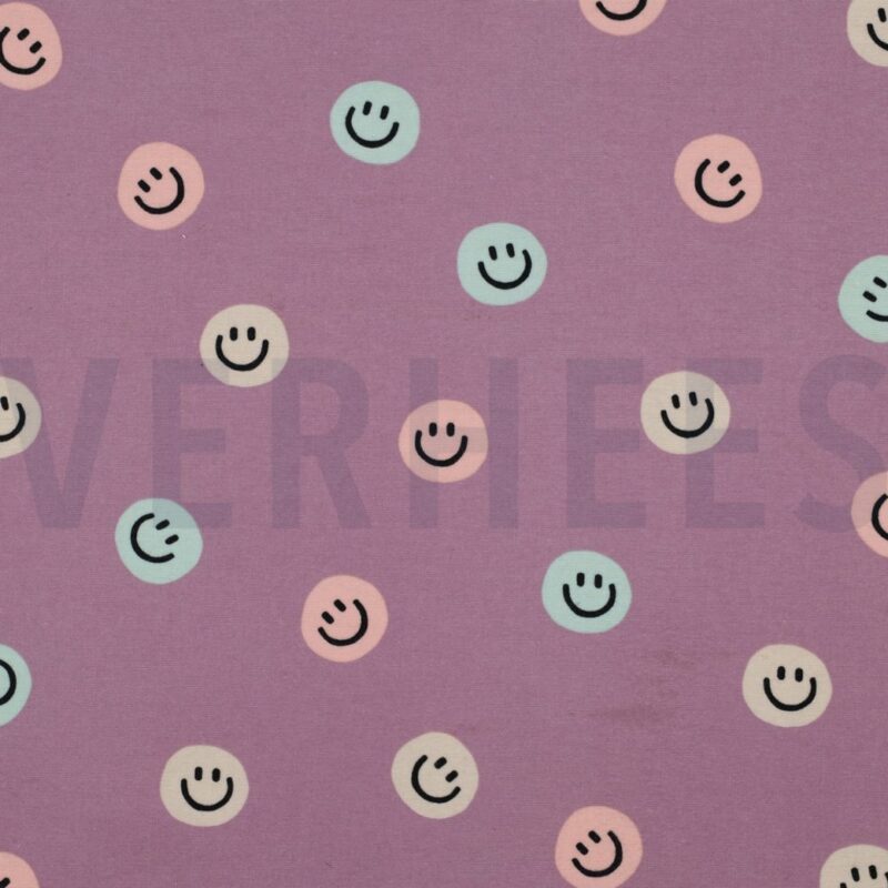 verhees textiles - Flannel Happy faces (flieder)
